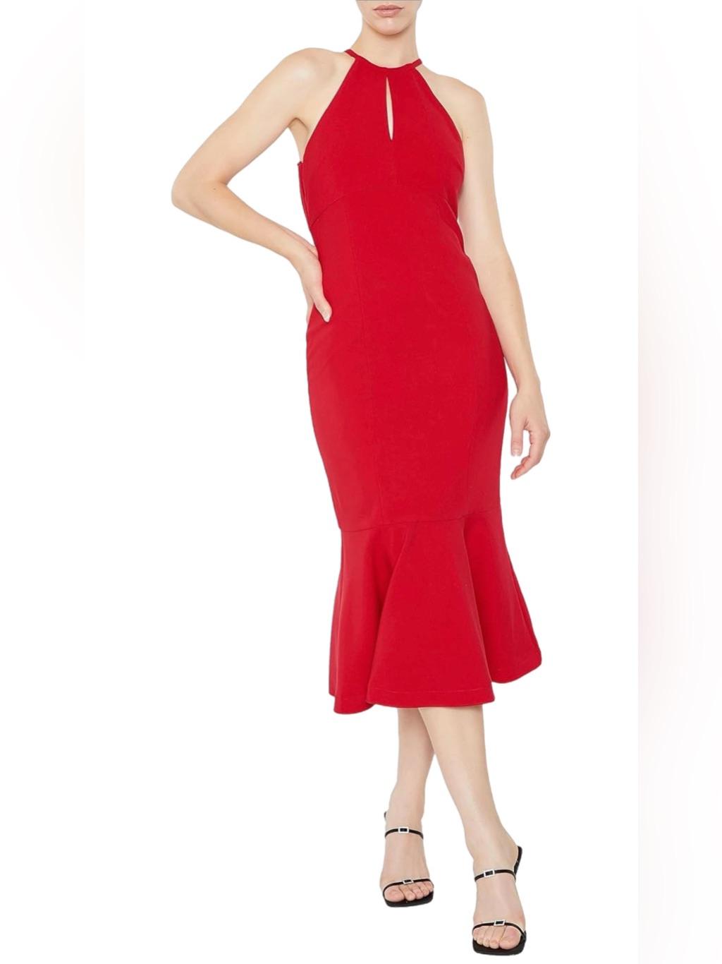 Nwt $278 Msrp Likely Tammio Red Halter Mermaid Midi Dress Size 14